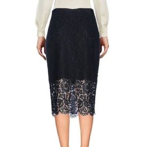La Perla Black Lace Silk Lined Pencil Skirt Gorgeous Sheer Made In Italy Size 42